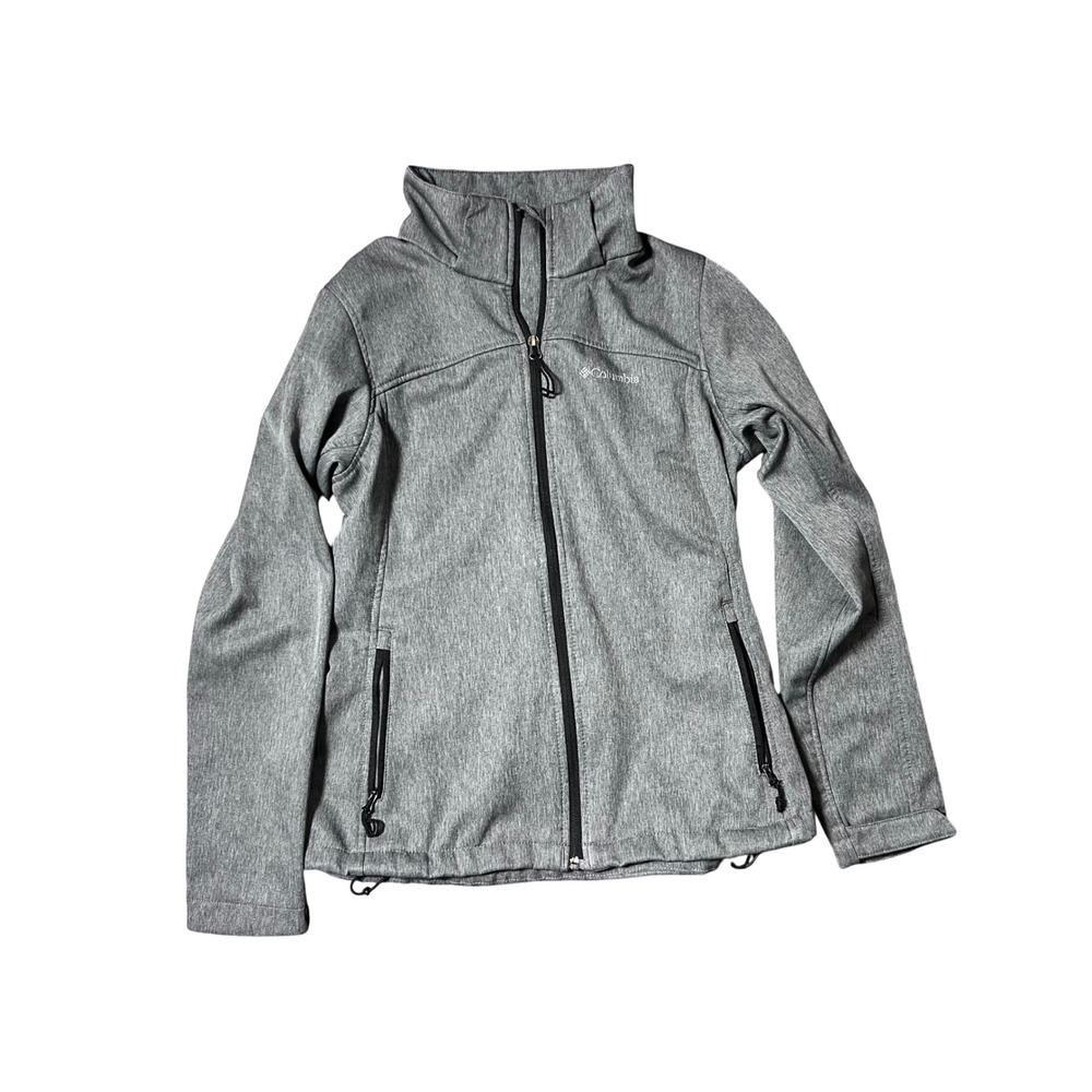 Columbia Womens Medium Softshell Jacket Gray Full Zip Pockets Outdoors Active
